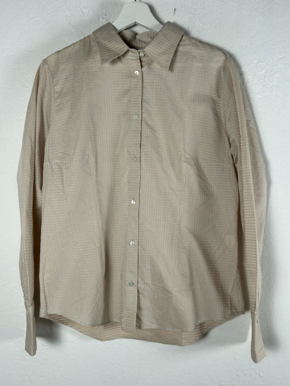 Robert Talbott Womens Beige Orange Polka Dot Cotton Button-Up Shirt Size 12 NWOT